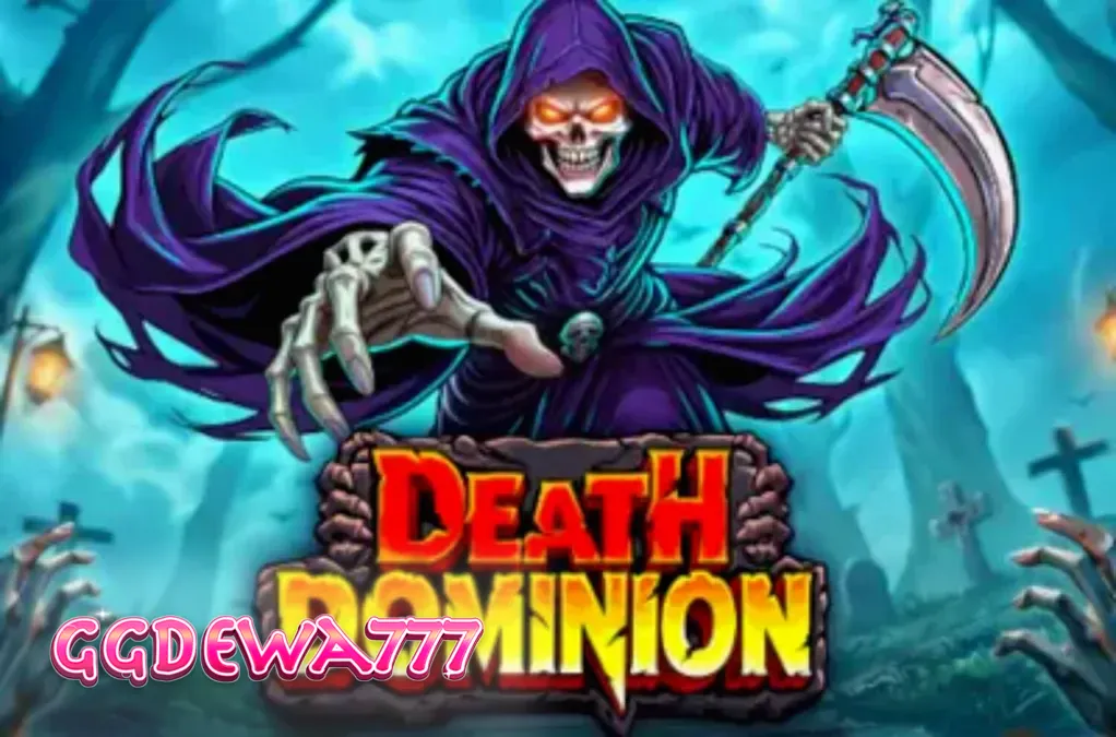 Tampilan visual slot Death Dominion dengan tema gothic dan Grim Reaper.